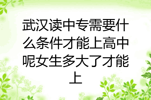 武汉读中专需要什么条件才能上高中呢女生多大了才能上
