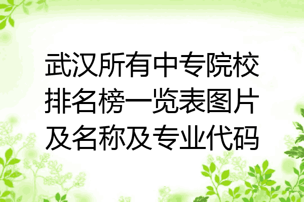 武汉所有中专院校排名榜一览表图片及名称及专业代码