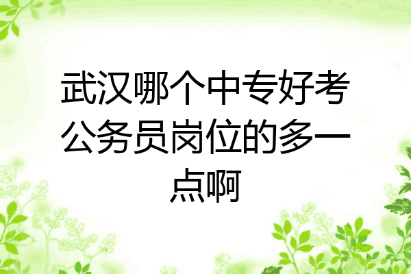 武汉哪个中专好考公务员岗位的多一点啊