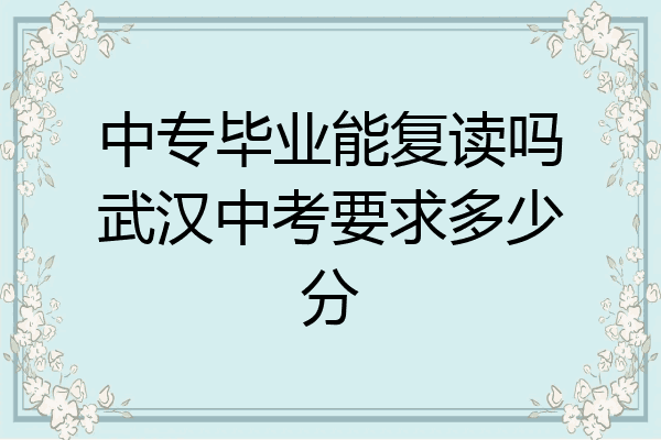 中专毕业能复读吗武汉中考要求多少分