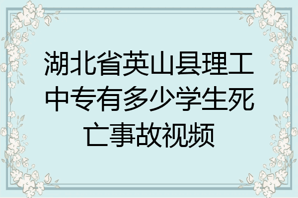 湖北省英山县理工中专有多少学生死亡事故视频
