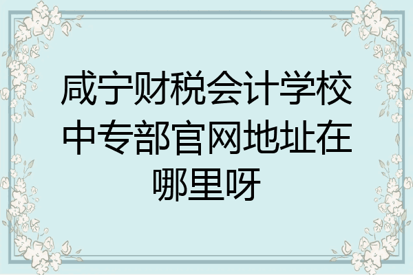 咸宁财税会计学校中专部官网地址在哪里呀