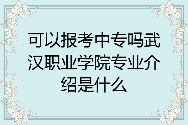 可以报考中专吗武汉职业学院专业介绍是什么