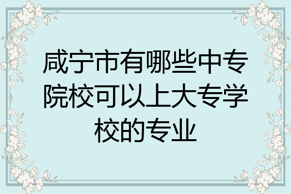 咸宁市有哪些中专院校可以上大专学校的专业
