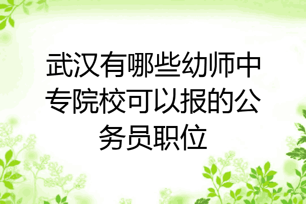 武汉有哪些幼师中专院校可以报的公务员职位