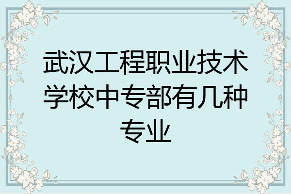 武汉工程职业技术学校中专部有几种专业