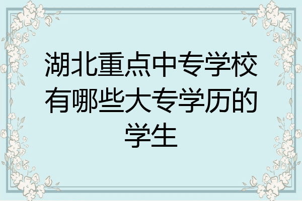 湖北重点中专学校有哪些大专学历的学生