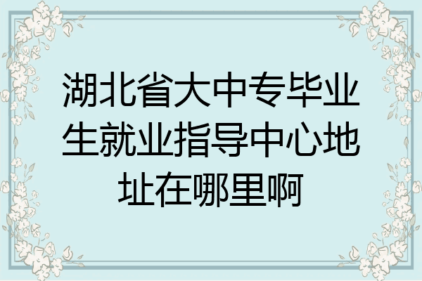 湖北省大中专毕业生就业指导中心地址在哪里啊