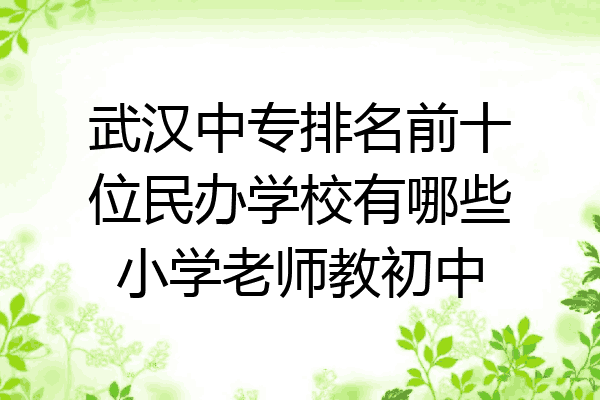 武汉中专排名前十位民办学校有哪些小学老师教初中