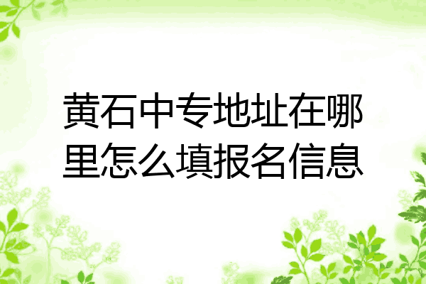 黄石中专地址在哪里怎么填报名信息