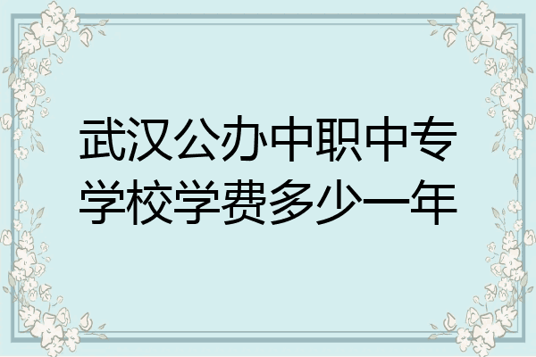 武汉公办中职中专学校学费多少一年