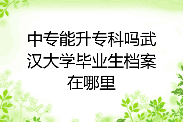 中专能升专科吗武汉大学毕业生档案在哪里