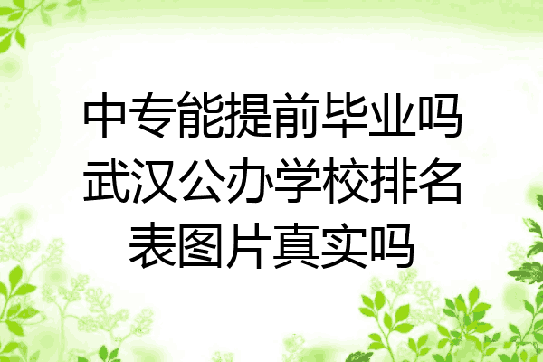 中专能提前毕业吗武汉公办学校排名表图片真实吗