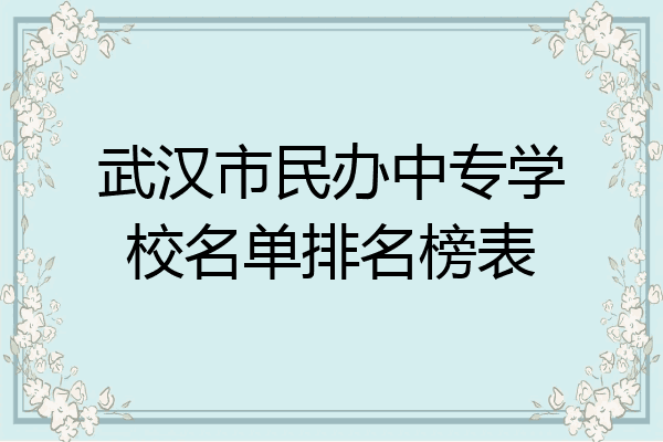 武汉市民办中专学校名单排名榜表