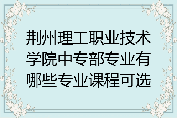 荆州理工职业技术学院中专部专业有哪些专业课程可选