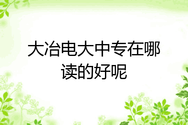 大冶电大中专在哪读的好呢