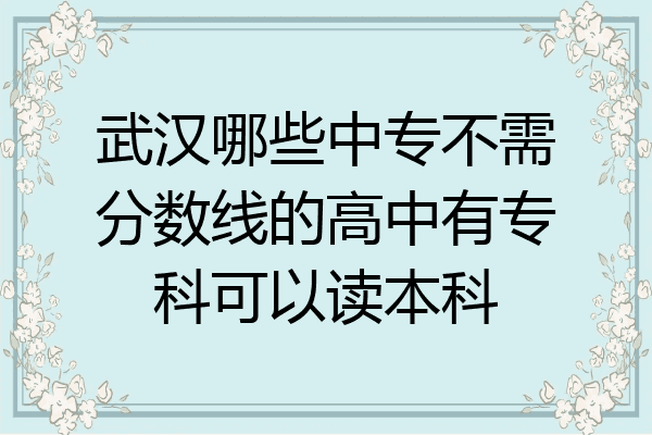 武汉哪些中专不需分数线的高中有专科可以读本科