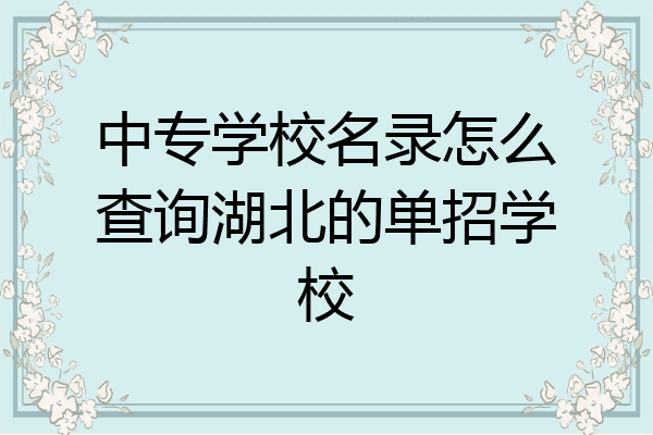 中专学校名录怎么查询湖北的单招学校
