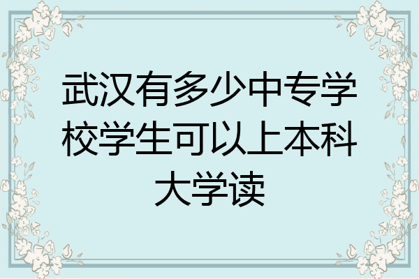 武汉有多少中专学校学生可以上本科大学读