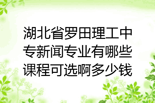 湖北省罗田理工中专新闻专业有哪些课程可选啊多少钱