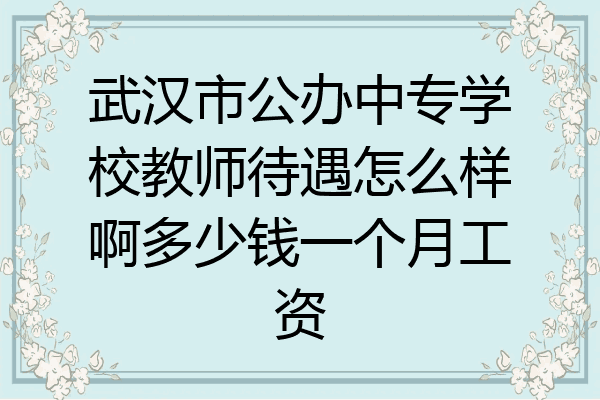 武汉市公办中专学校教师待遇怎么样啊多少钱一个月工资