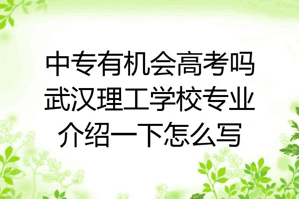中专有机会高考吗武汉理工学校专业介绍一下怎么写