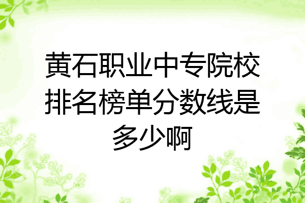 黄石职业中专院校排名榜单分数线是多少啊