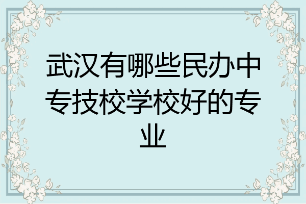 武汉有哪些民办中专技校学校好的专业