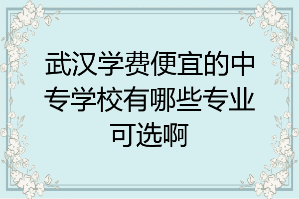 武汉学费便宜的中专学校有哪些专业可选啊