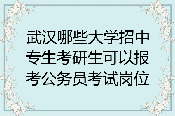 武汉哪些大学招中专生考研生可以报考公务员考试岗位
