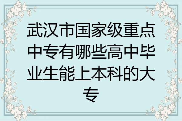 武汉市国家级重点中专有哪些高中毕业生能上本科的大专