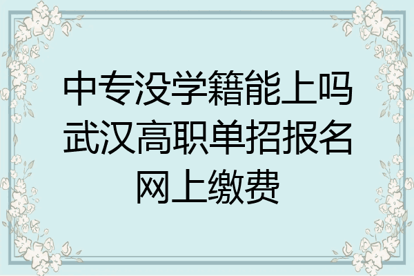 中专没学籍能上吗武汉高职单招报名网上缴费