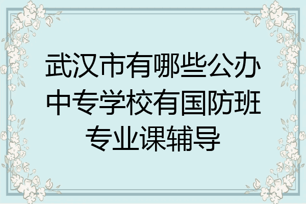 武汉市有哪些公办中专学校有国防班专业课辅导