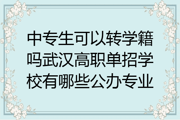 中专生可以转学籍吗武汉高职单招学校有哪些公办专业