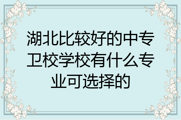 湖北比较好的中专卫校学校有什么专业可选择的