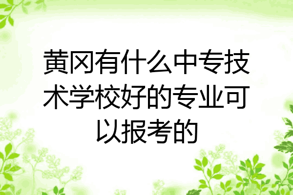 黄冈有什么中专技术学校好的专业可以报考的