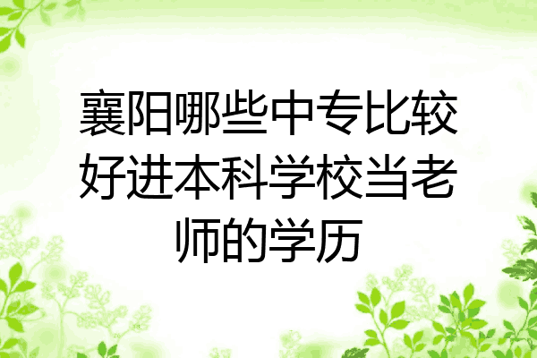 襄阳哪些中专比较好进本科学校当老师的学历