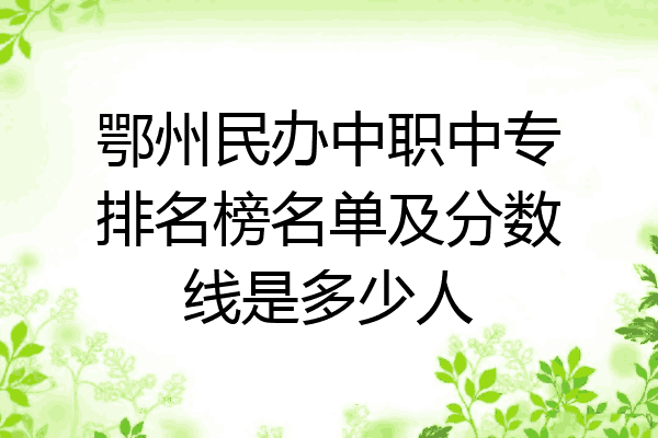 鄂州民办中职中专排名榜名单及分数线是多少人