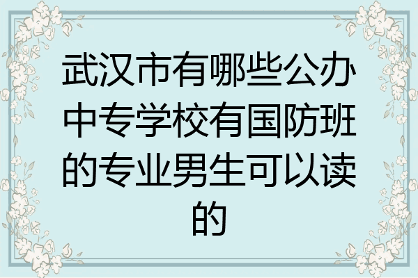 武汉市有哪些公办中专学校有国防班的专业男生可以读的
