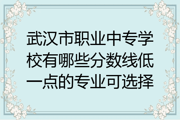 武汉市职业中专学校有哪些分数线低一点的专业可选择