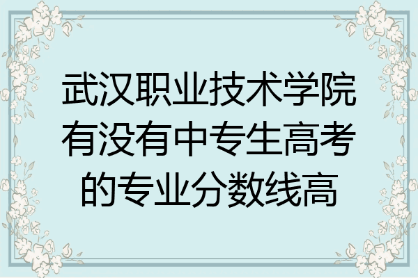武汉职业技术学院有没有中专生高考的专业分数线高