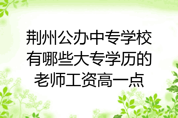 荆州公办中专学校有哪些大专学历的老师工资高一点