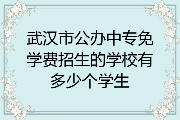 武汉市公办中专免学费招生的学校有多少个学生