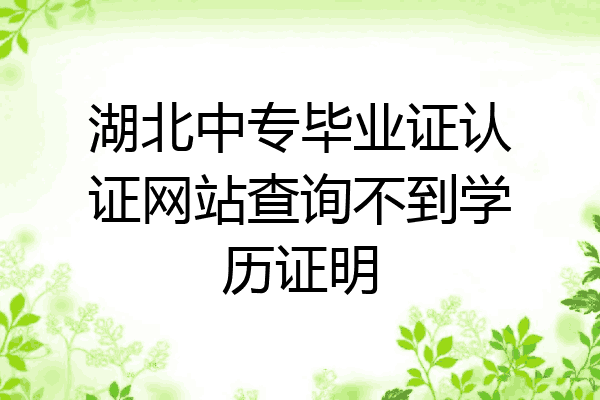 湖北中专毕业证认证网站查询不到学历证明