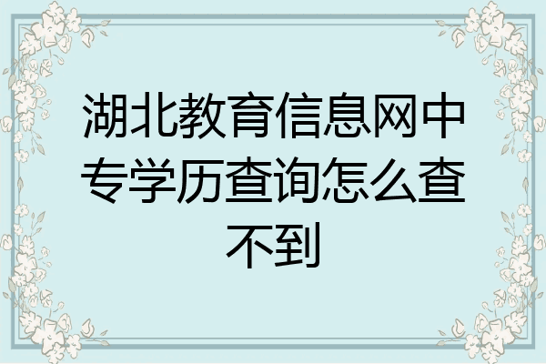 湖北教育信息网中专学历查询怎么查不到
