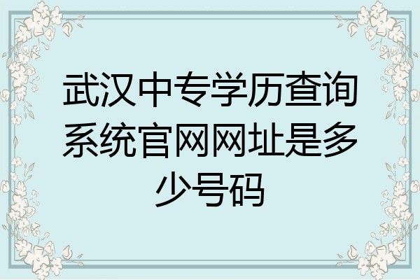 武汉中专学历查询系统官网网址是多少号码