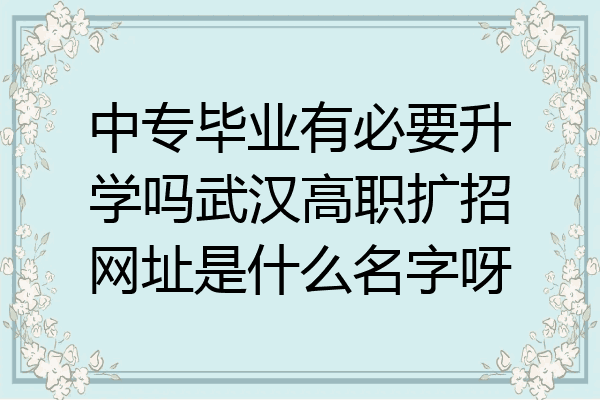 中专毕业有必要升学吗武汉高职扩招网址是什么名字呀