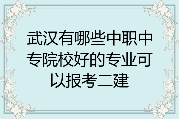 武汉有哪些中职中专院校好的专业可以报考二建