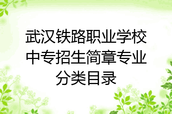 武汉铁路职业学校中专招生简章专业分类目录