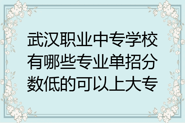 武汉职业中专学校有哪些专业单招分数低的可以上大专